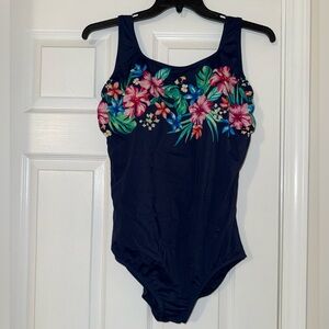 Lands' End women’s One Piece Navy with Floral Design